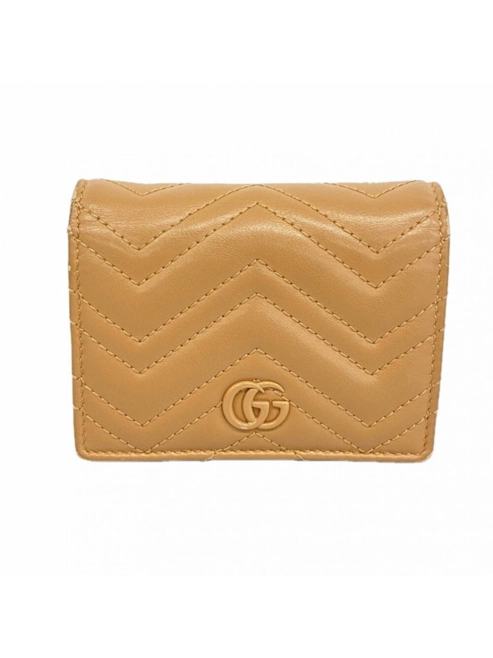 Gucci Wallet GG Marmont Leather Brown Silver